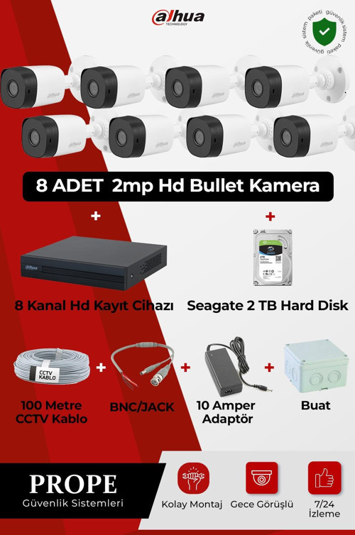 DAHUA 4 KAMERALI BULLET HD FULL SİSTEM PAKETİ