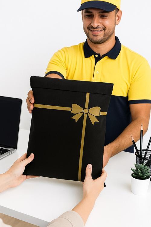 Yapışkanlı Kargo Poşeti Nonwoven Tela Bez-Hediye Paketli Görünümlü Estetik, Çevre Dostu 40x40x8cm 10 Adet