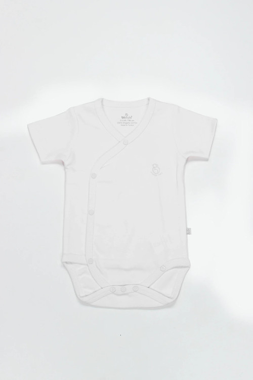 Bistyle Organik Natural Basic Style Kruvaze Yarım Kol Body Bs17101 Beyaz