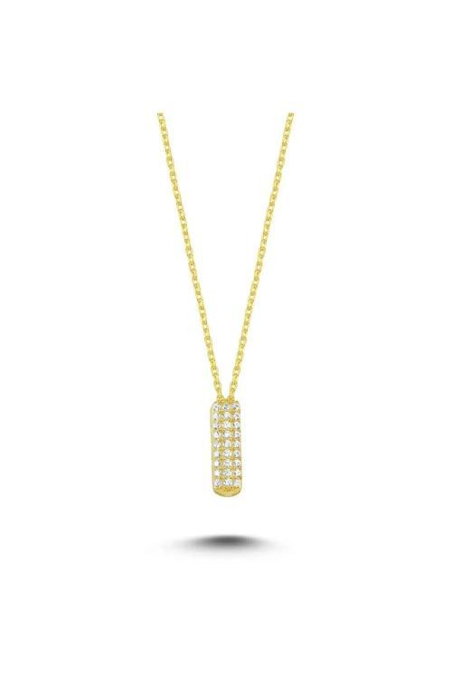 Zirkon Taşlı I Harfi Kolye Gold Kaplama Kadın