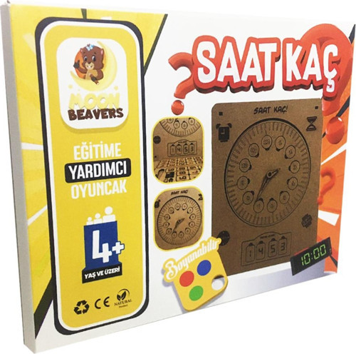 Saat Kaç Puzzle - Saat Yapboz - Ahşap - Boyanabilir Eğitici Oyuncak - 4 Yaş ve Üzeri Eğitime Yardımcı Oyuncak