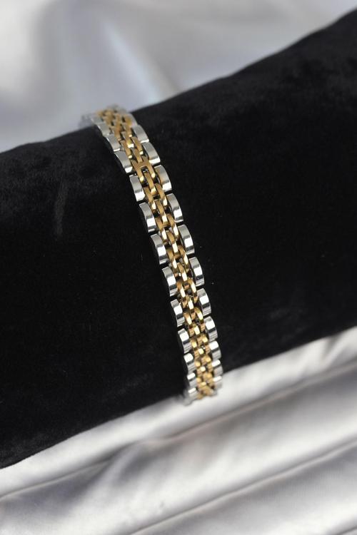 Bakımlı Erkek için Alaca Çelik 7MM Kalınlıkta Künye Bileklik