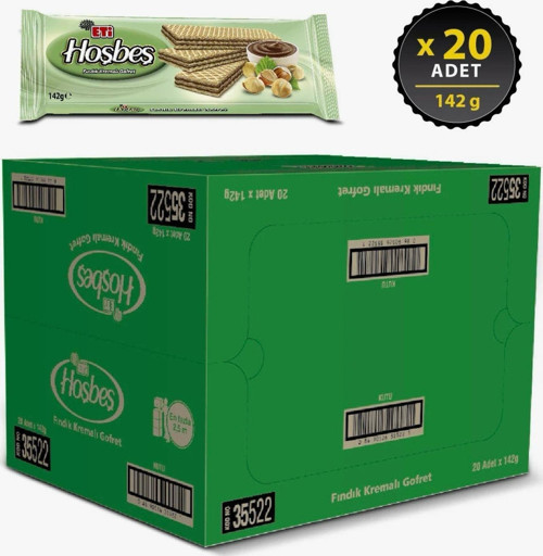 Hoşbeş Fındık Kremalı Gofret 142 G * 20 Adet