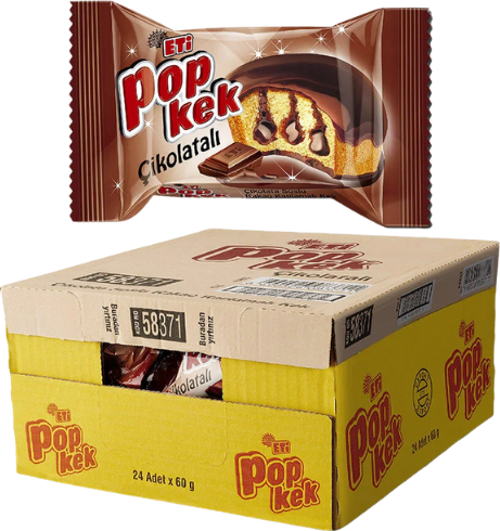 Popkek Çikolata Soslu Kakao Kaplamalı Kek 60 GR * 24 Adet