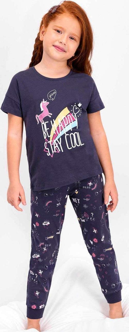 2451 Kız Çocuk Be Happy Stay Cool Kısa Kol Pijama Takımı
