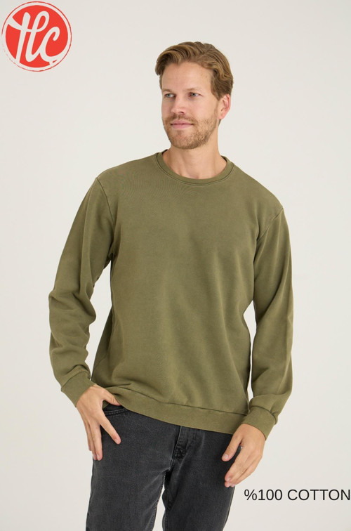 Unisex Relax Fit Rahat Kesim %100 Pamuklu Yumuşak Dokulu Şardonsuz Bisiklet Yaka Sweatshirt