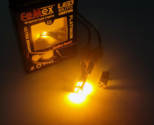 T10 3030 Chip 12 Ledli Turuncu Led Ampul Aktif Canbus
