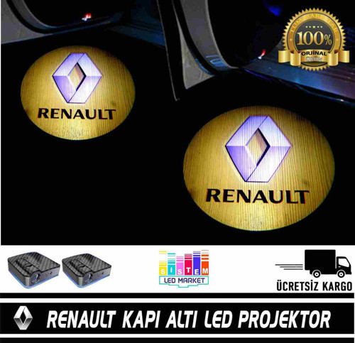 Renault Araçlar İçin Pilli Yapıştırmalı Kapı Altı Led Logo