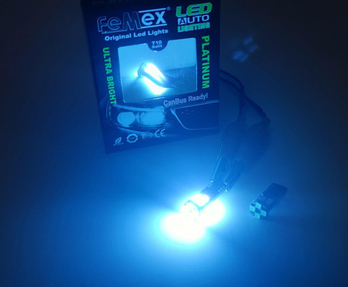 T10 3030 Chip 12Ledli Buz Mavi Turkuaz Led Ampul Aktif Canbus