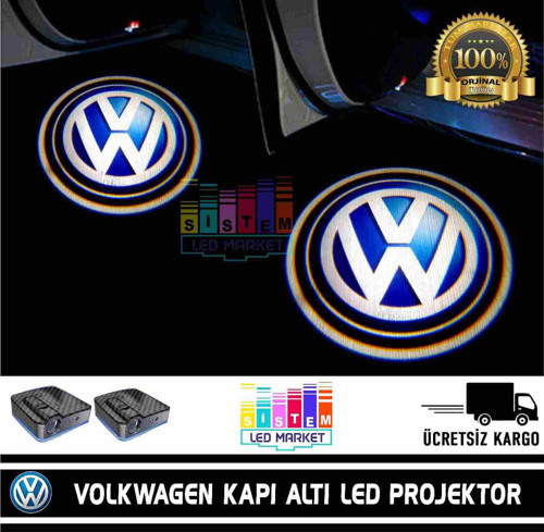 Volkswagen Araçlar İçin Pilli Yapıştırmalı Kapı Altı Led Logo