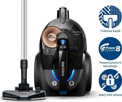XB7150/07 Marathon Daily Torbasiz Elektrikli Süpürge, 750 W, PowerCyclone 8 CarpetClean Başlık,XB7150