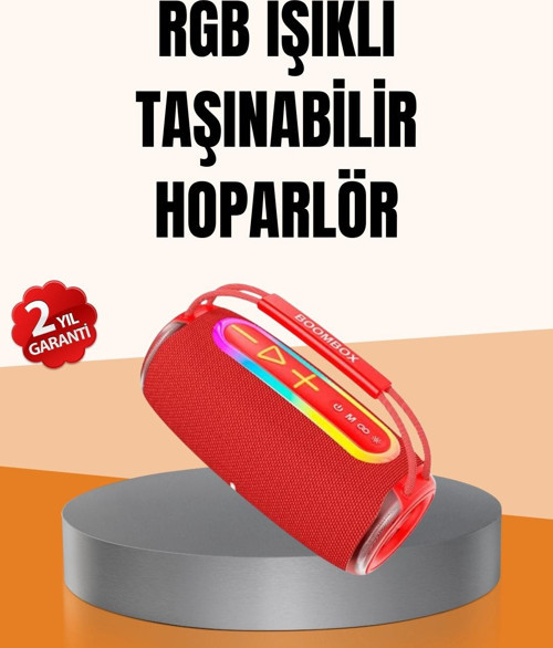 IPX6 Su Geçirmez RGB LED Işıklı Taşınabilir Bluetooth Hoparlör 2400 mAh