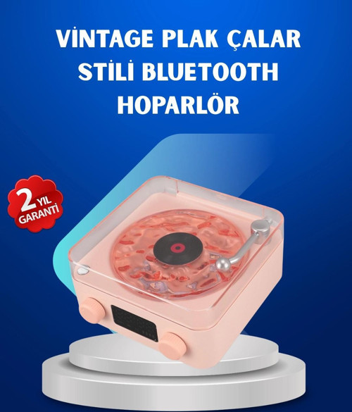 Retro Saatli Bluetooth Hoparlör – Gece Lambalı Kristal Ses Kalitesi