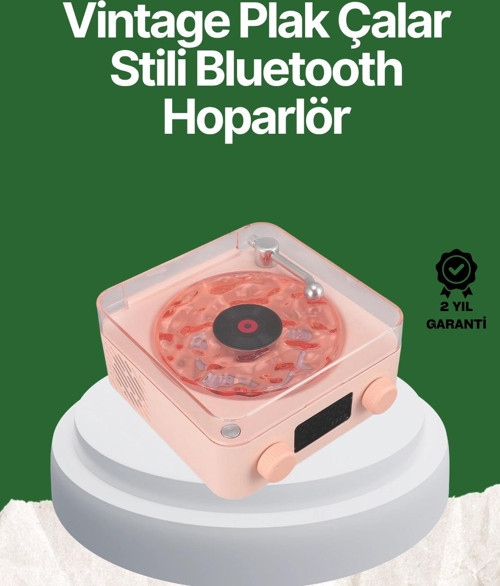 Vintage Tarz Bluetooth Hoparlör – Gece Işığı ve Zaman Göstergeli
