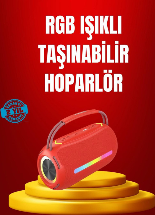 Suya Dayanıklı 20W RGB Hoparlör Bluetooth USB SD Kart ve AUX Girişli