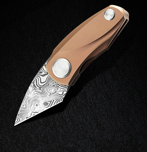 BESTECH TULIP BT1913I Titanyum Sap Damascus Çelik Mini Çakı ( Damasteel )