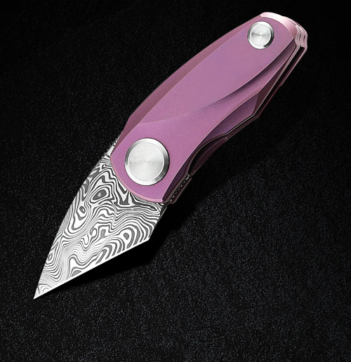 BESTECH TULIP BT1913H Titanyum Sap Damascus Çelik Mini Çakı ( Damasteel )