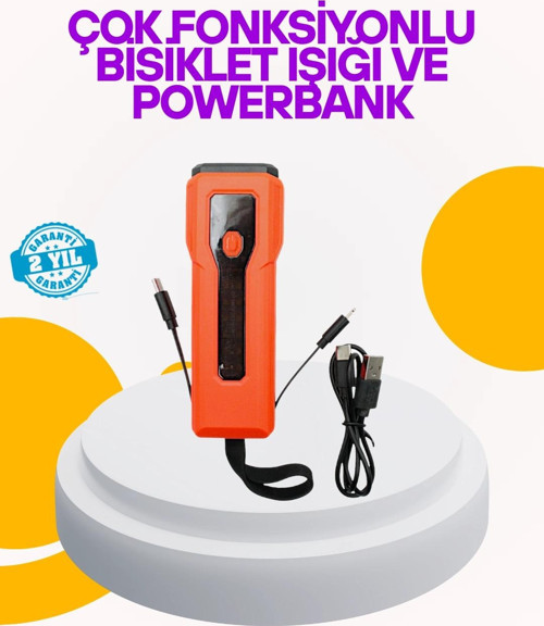 Su Geçirmez Bisiklet Işığı 5000 mAh Powerbankli Ön Far