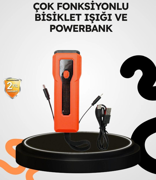 600 Lümen Bisiklet Ön Işık Powerbankli Çakar COB Led