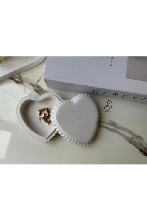 Kalp Görünümlü Taş Tozu Dekoratif Tabak/Kase