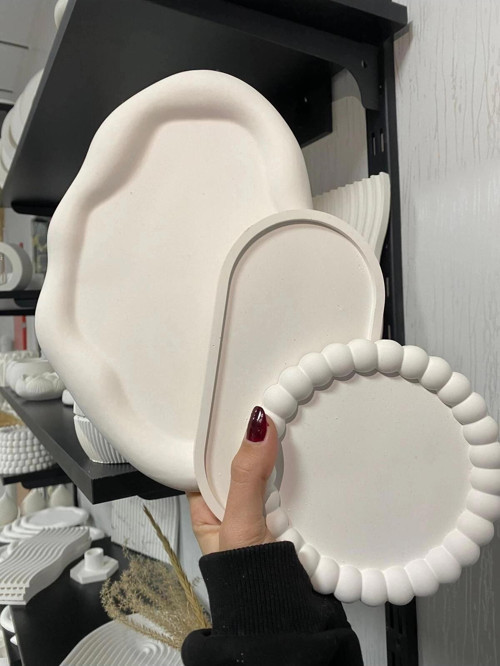 Bulut, Bombe ve Oval Dekoratif Takı Tabakları Taş Tozu