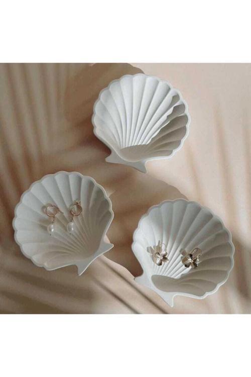 Dekoratif İstiridye Görünümlü Takı ve Dekor Tabağı 3'lü