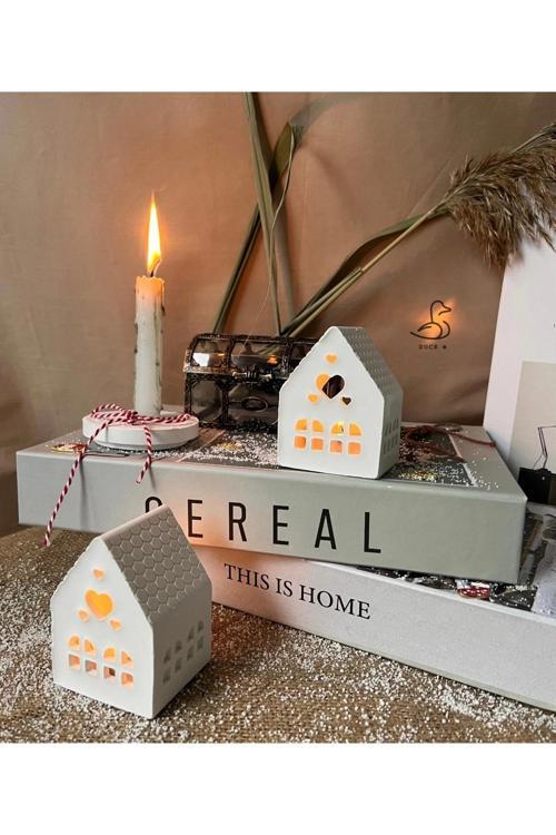 Çukur Ev Şeklinde Tealight Mumluk 2’li 10-8 CM