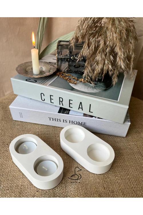 Dairesel Tealight Mumluk/Şamdanlık 2’li 14-7 CM