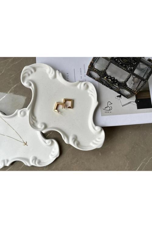 Dantel Desenli Taş Tozu Dekoratif Tabak