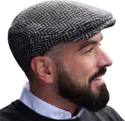 Kışlık Kaşe Şapka Yün Düz Renk Spor London Kasket -Balık Sırtı Gri