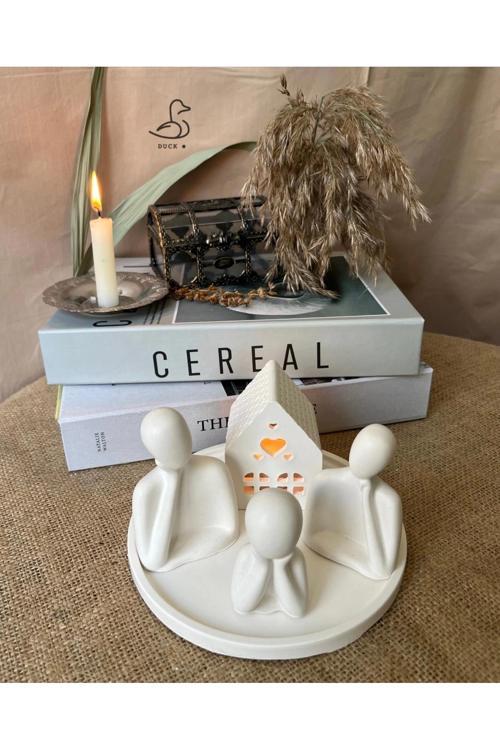 Üçlü Aile Minik Ev Dekoratif Set