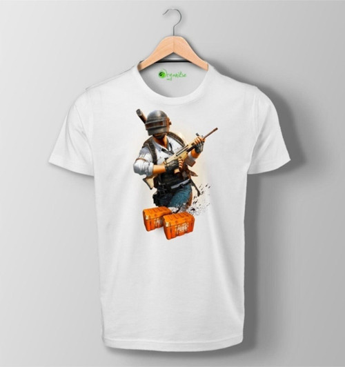 Unisex Beyaz Pubg Mobile Baskılı Tişört