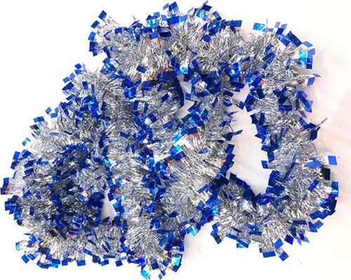 Mavi Gümüş Renk 4 cm Genişlik Garland Çift Renk Sim Süs 180 cm