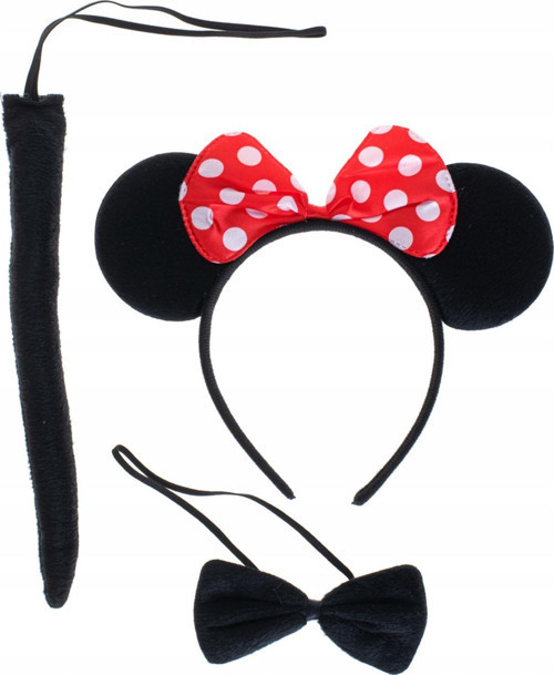 Minnie Mouse Kostüm Seti Taç Kuyruk Papyon Gösteri Seti