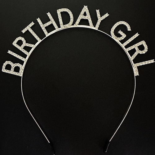 Gümüş Kristal Taşlı Birthday Girl Doğum Günü Tacı İthal Ürün 17x16 cm