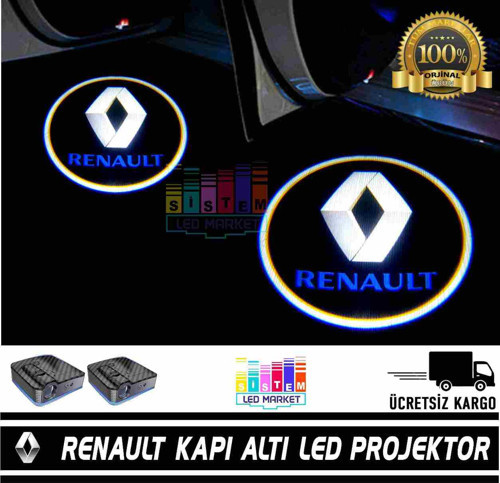 RENAULT Araçlar İçin Pilli Yapıştırmalı Kapı Altı Led Logo