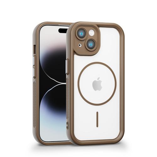 iPhone 13 Uyumlu Kamera Korumalı Magsafe Wireless Şarj Özellikli Mat Silikon Haki renkli Silikon Telefon Kılıfı