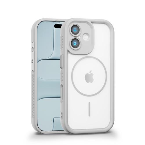 iPhone 17 Uyumlu Kamera Korumalı Magsafe Wireless Şarj Özellikli Mat Silikon Gri renkli Silikon Telefon Kılıfı