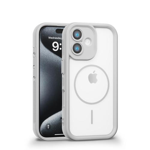 iPhone 16 Uyumlu Kamera Korumalı Magsafe Wireless Şarj Özellikli Mat Silikon Gri renkli Silikon Telefon Kılıfı