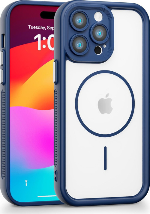 iPhone 15 Pro Max Uyumlu Kamera Korumalı Magsafe Wireless Şarj Özellikli Mat Silikon Lacivert renkli Silikon Telefon Kılıfı