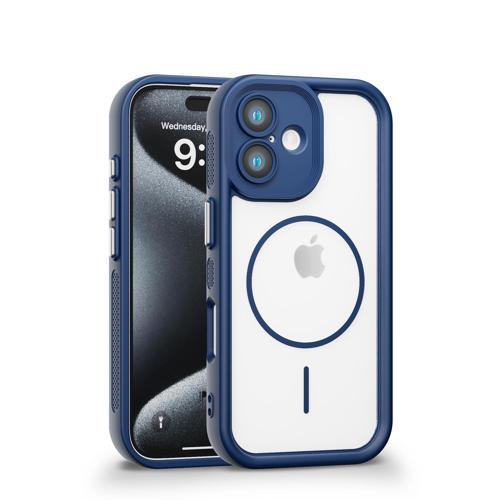 iPhone 16 Uyumlu Kamera Korumalı Magsafe Wireless Şarj Özellikli Mat Silikon Lacivert renkli Silikon Telefon Kılıfı
