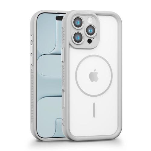 iPhone 16 Pro Uyumlu Kamera Korumalı Magsafe Wireless Şarj Özellikli Mat Silikon Gri renkli Silikon Telefon Kılıfı