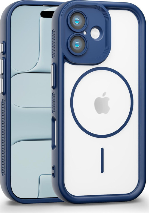 iPhone 17 Uyumlu Kamera Korumalı Magsafe Wireless Şarj Özellikli Mat Silikon Lacivert renkli Silikon Telefon Kılıfı