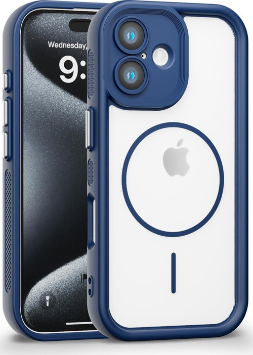 iPhone 16 Plus Uyumlu Kamera Korumalı Magsafe Wireless Şarj Özellikli Mat Silikon Lacivert renkli Silikon Telefon Kılıfı