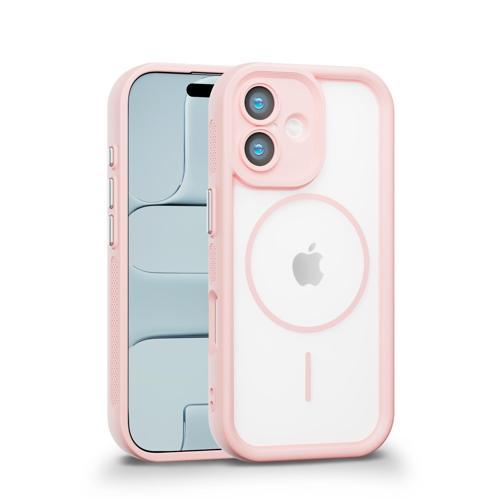 iPhone 17 Uyumlu Kamera Korumalı Magsafe Wireless Şarj Özellikli Mat Silikon Pembe renkli Silikon Telefon Kılıfı