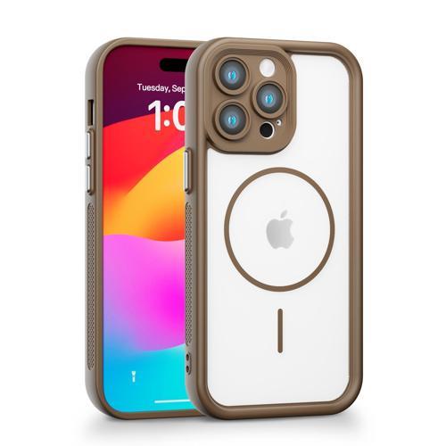 iPhone 15 Pro Max Uyumlu Kamera Korumalı Magsafe Wireless Şarj Özellikli Mat Silikon Haki renkli Silikon Telefon Kılıfı