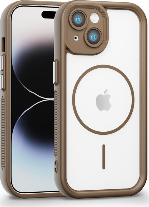 iPhone 13 Uyumlu Kamera Korumalı Magsafe Wireless Şarj Özellikli Mat Silikon Haki renkli Silikon Telefon Kılıfı