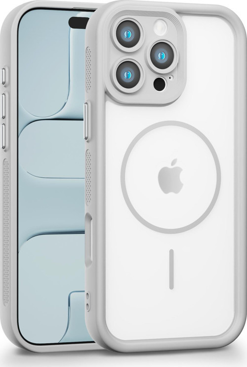 iPhone 16 Pro Max Uyumlu Kamera Korumalı Magsafe Wireless Şarj Özellikli Mat Silikon Gri renkli Silikon Telefon Kılıfı
