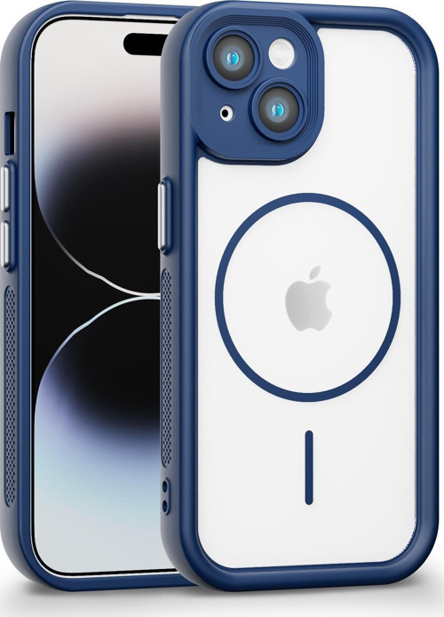 iPhone 15 Uyumlu Kamera Korumalı Magsafe Wireless Şarj Özellikli Mat Silikon Lacivert renkli Silikon Telefon Kılıfı
