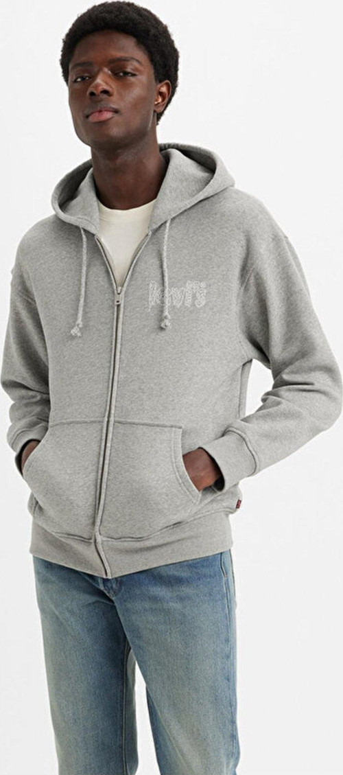 Relaxed Graphic Zip-Up Hoodie Sweatshirts Erkek